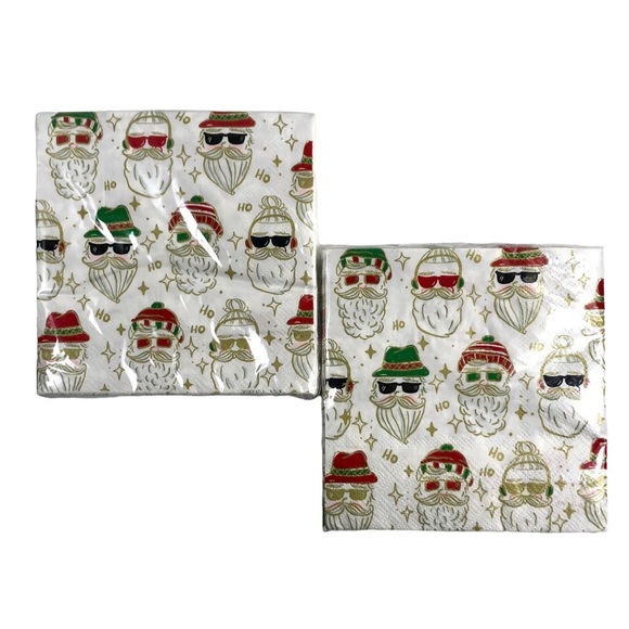 SLANT COLLECTION Hipster Santa Cocktail Napkins 2 - 20 Count Packages (40 Total) - Picture 4 of 6